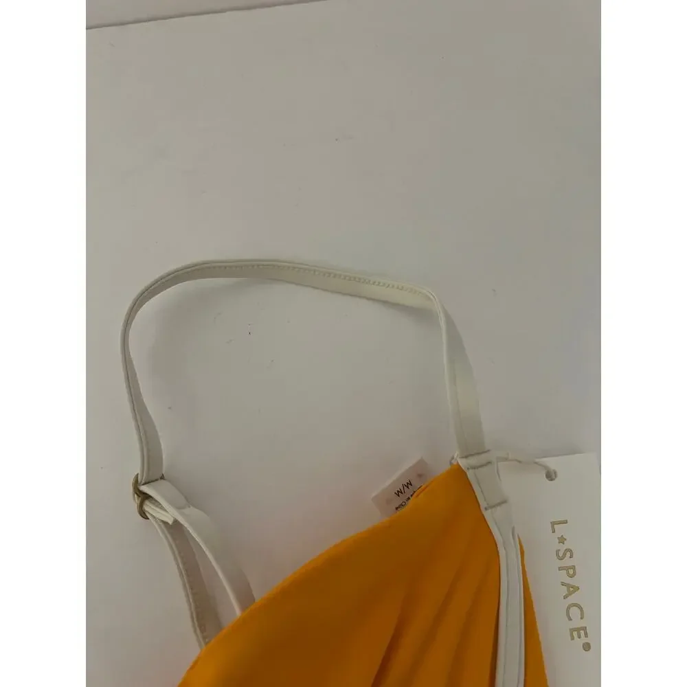 NWT L*Space Women's Nico Bikini Top Adjustable Straps Mango Orange Cream Size M